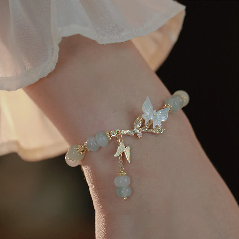 Buddha Stones Butterfly Charm Hetian Jade Adjustable Chain Prosperity Bracelet - image 0