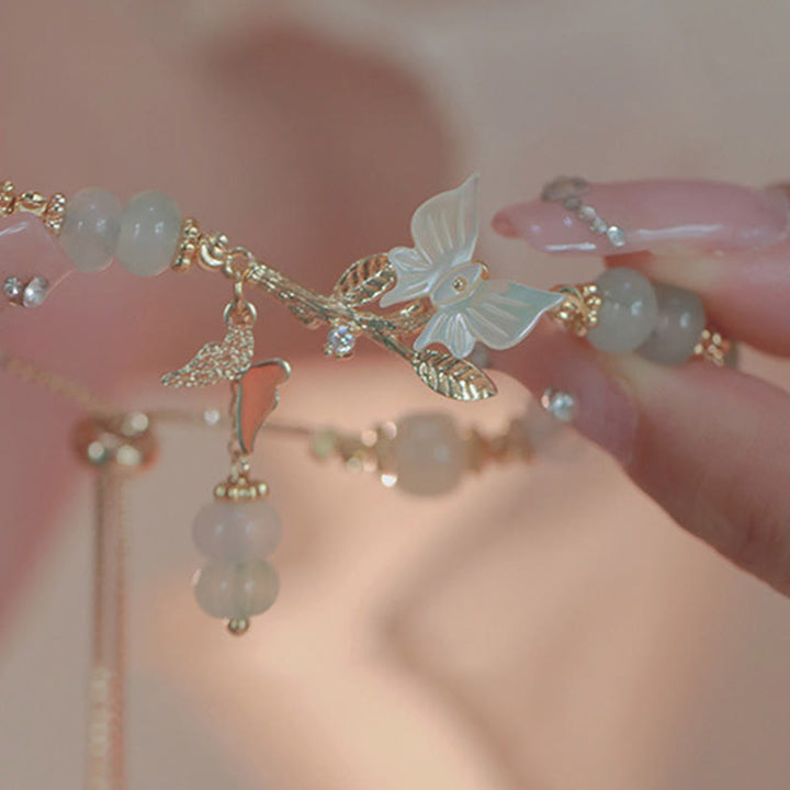 Buddha Stones Butterfly Charm Hetian Jade Adjustable Chain Prosperity Bracelet - image 10