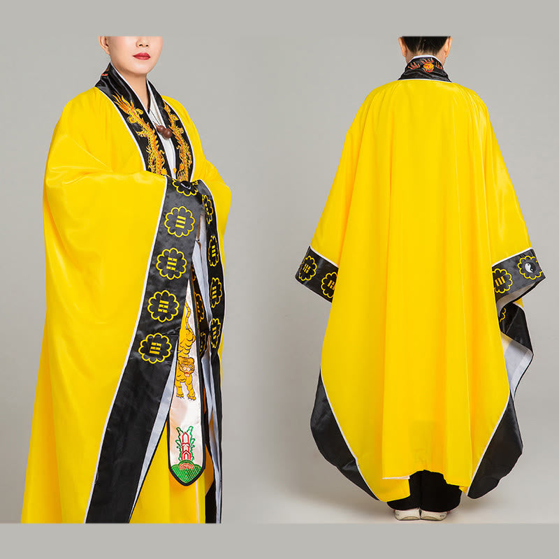 Buddha Stones Wudang Embroidery Dragon Tiger Long Wide Sleeve Unisex Taoist Robe Kimono For Qigong Ceremony - image 9