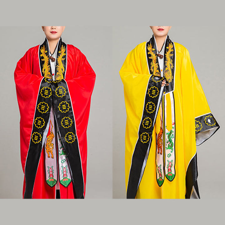 Buddha Stones Wudang Embroidery Dragon Tiger Long Wide Sleeve Unisex Taoist Robe Kimono For Qigong Ceremony - image 15