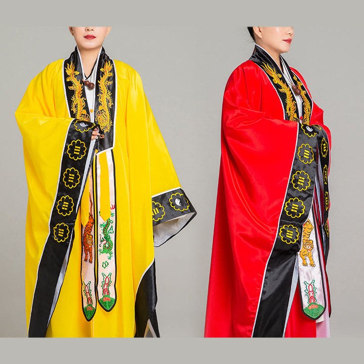 Buddha Stones Wudang Embroidery Dragon Tiger Long Wide Sleeve Unisex Taoist Robe Kimono For Qigong Ceremony - image 17