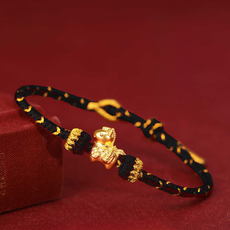 Buddha Stones 999 Gold Year Of The Horse Braided String Rope Luck Adjustable Bracelet - image 16
