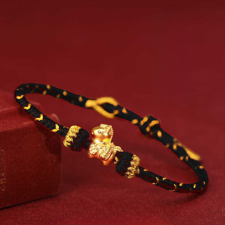 Buddha Stones 999 Gold Year Of The Horse Braided String Rope Luck Adjustable Bracelet - image 16