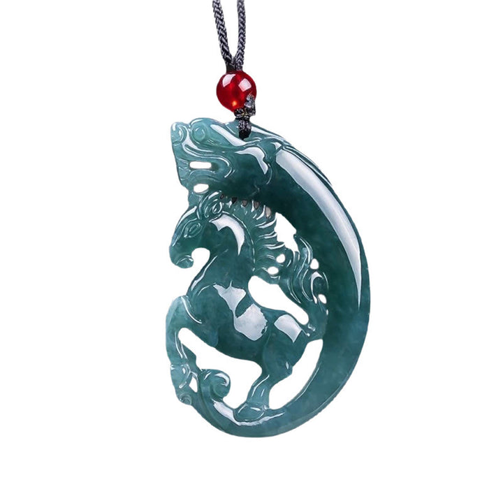 Buddha Stones Year Of The Horse Dragon Handcarved Jade Luck Prosperity Necklace Pendants - image 6