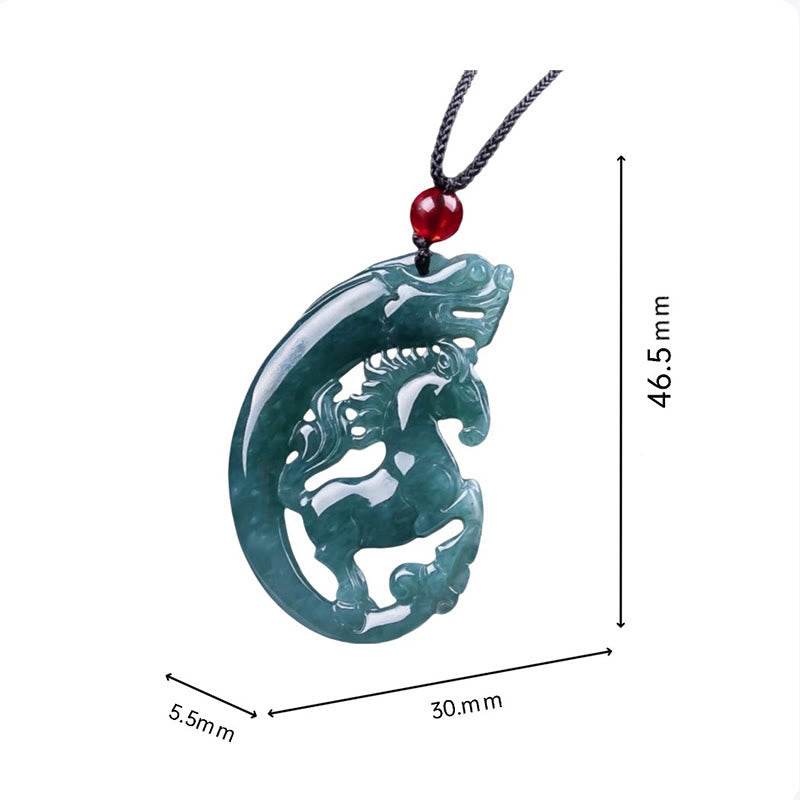 Buddha Stones Year Of The Horse Dragon Handcarved Jade Luck Prosperity Necklace Pendants - image 5
