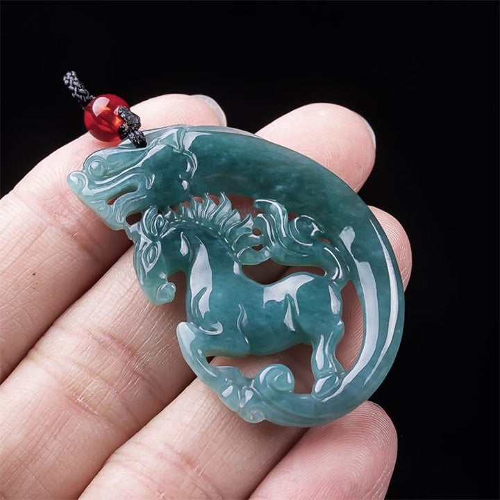 Buddha Stones Year Of The Horse Dragon Handcarved Jade Luck Prosperity Necklace Pendants - image 3