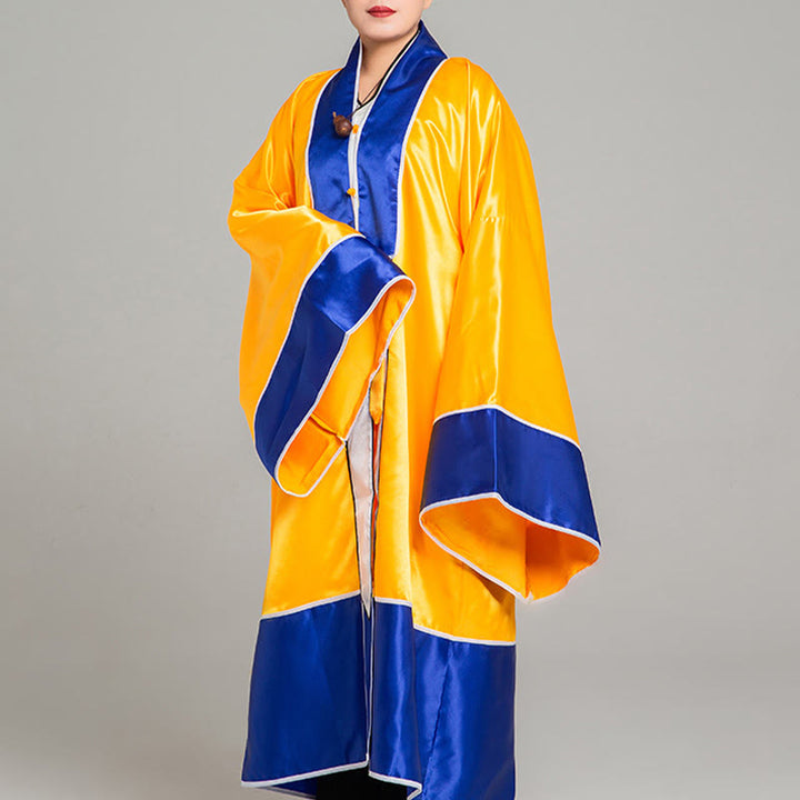 Buddha Stones Wudang Crane Embroidery Long Wide Sleeve Unisex Taoist Robe Gown Kimono For Qigong Tai Chi Ceremony - Yellow - 2XL-FIT FOR US/UK/AU/EU-XL - image 7