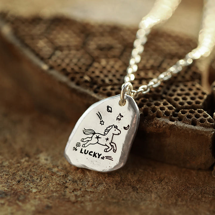 Buddha Stones 999 Sterling Silver Lucky Horse Charm Year Of The Horse 925 Sterling Silver Chain Blessing Necklace Pendants - image 5