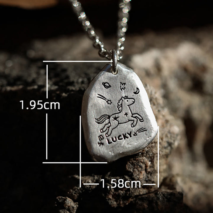 Buddha Stones 999 Sterling Silver Lucky Horse Charm Year Of The Horse 925 Sterling Silver Chain Blessing Necklace Pendants - image 6
