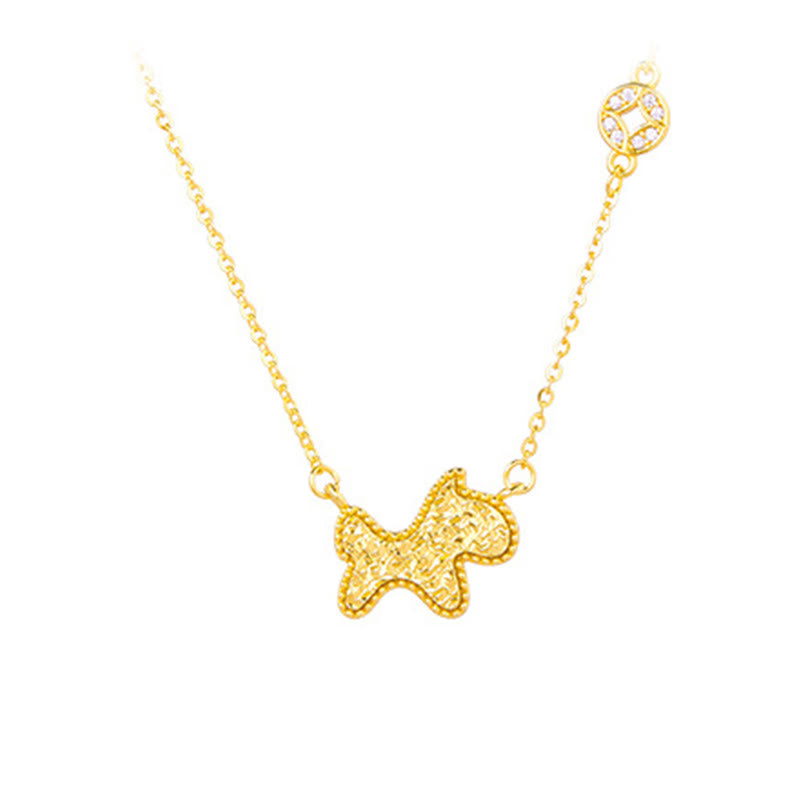 Buddha Stones Year Of The Horse Chinese Zodiac 925 Sterling Silver Coin Design Blessing Chain Necklace Pendants - Horse - Silver(Blessing ♥ Protection) - image 1