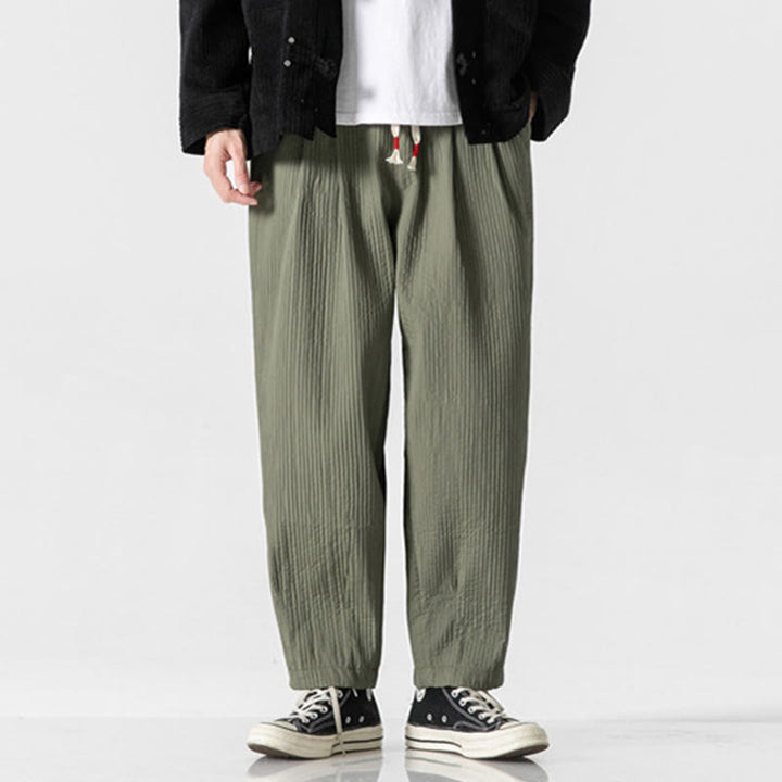 Buddha Stones Fall Solid Color Drawstring Men's Ankle-Length Harem Pants With Pockets - image 2