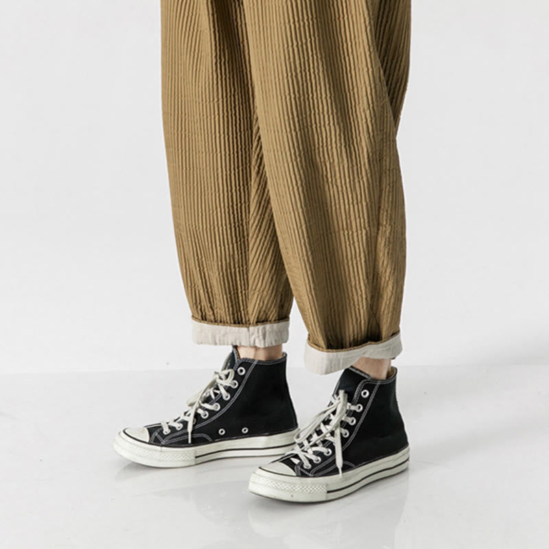 Buddha Stones Fall Solid Color Drawstring Men's Ankle-Length Harem Pants With Pockets - image 20