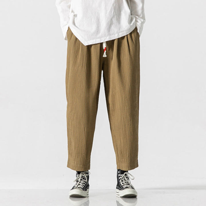 Buddha Stones Fall Solid Color Drawstring Men's Ankle-Length Harem Pants With Pockets - image 16