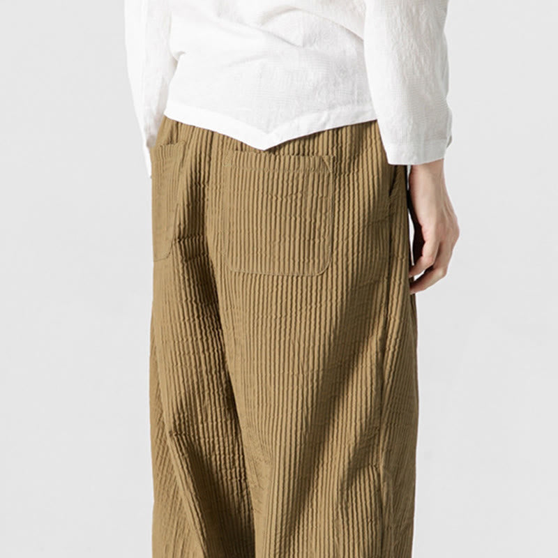 Buddha Stones Fall Solid Color Drawstring Men's Ankle-Length Harem Pants With Pockets - image 19