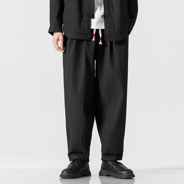 Buddha Stones Fall Solid Color Drawstring Men's Ankle-Length Harem Pants With Pockets - Black - US/UK/AU46，EU56 (5XL) - image 23