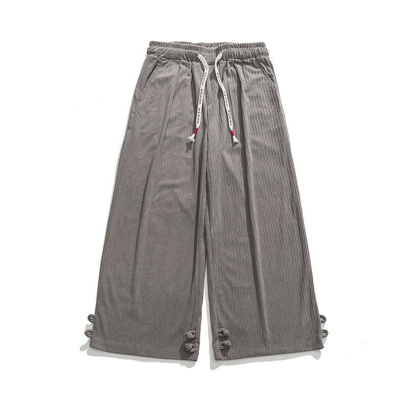 Buddha Stones Fall Winter Men's Pure Color Button Design Cotton Straight Leg Pants With Pockets - image 14