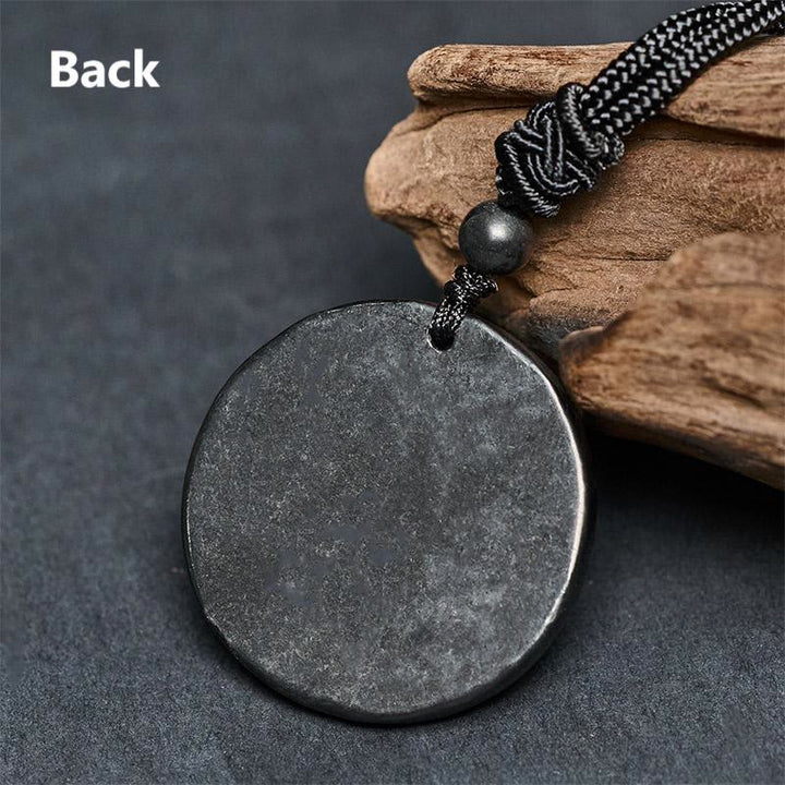 Buddha Stones Authentic Shungite Stone Yin Yang Bagua Protection Necklace Pendant - image 9