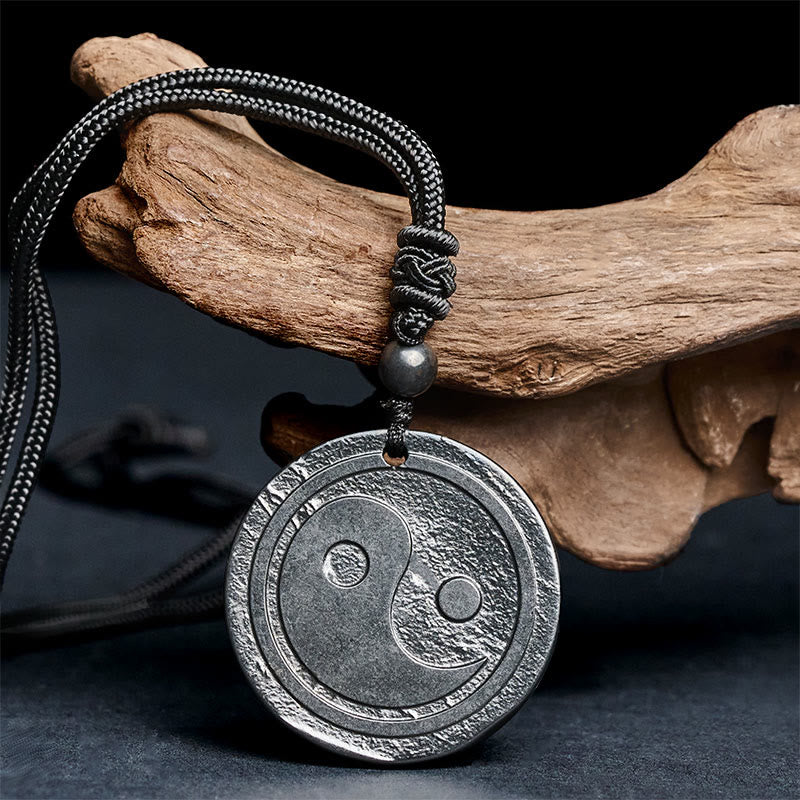 Buddha Stones Natural Authentic Shungite Stone Carved Yin Yang Protection Necklace Pendant - image 1