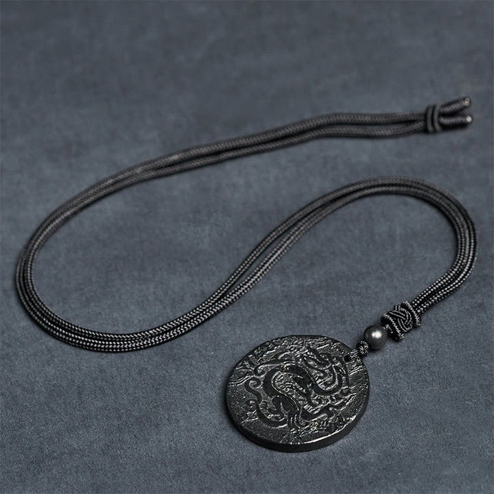 Buddha Stones Carved Dragon Pattern Authentic Shungite Stone Inner Strength Necklace Pendant - image 8