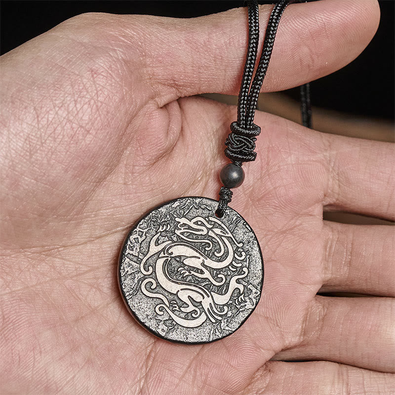 Buddha Stones Carved Dragon Pattern Authentic Shungite Stone Inner Strength Necklace Pendant - image 7