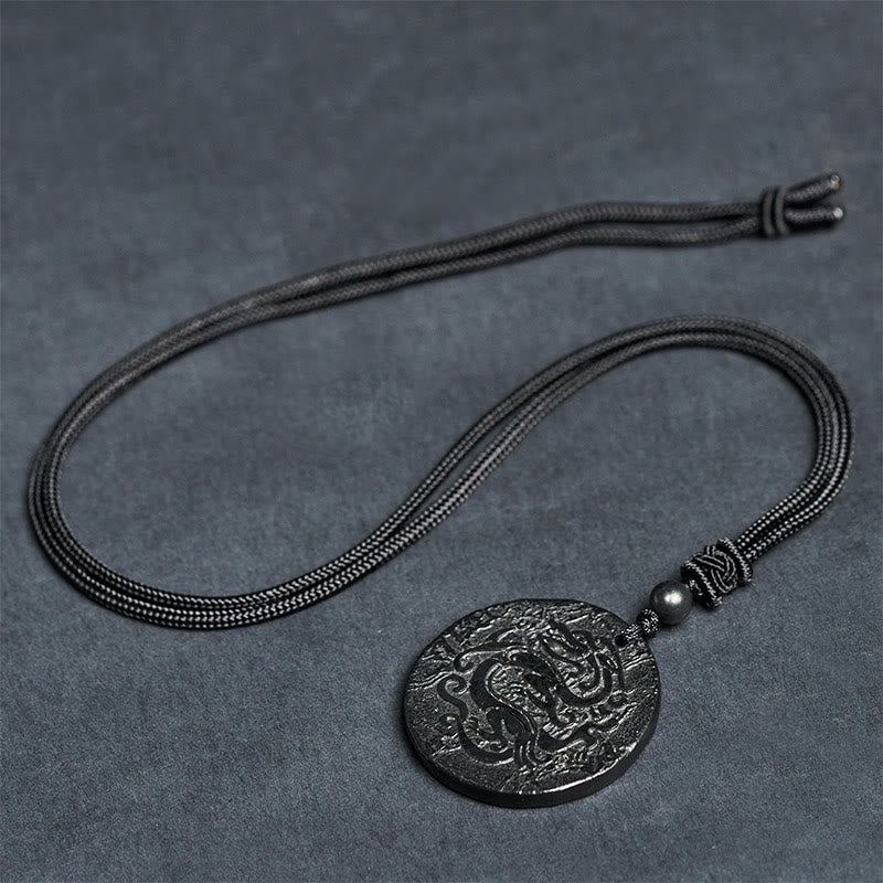Buddha Stones Carved Dragon Pattern Authentic Shungite Stone Inner Strength Necklace Pendant - image 6