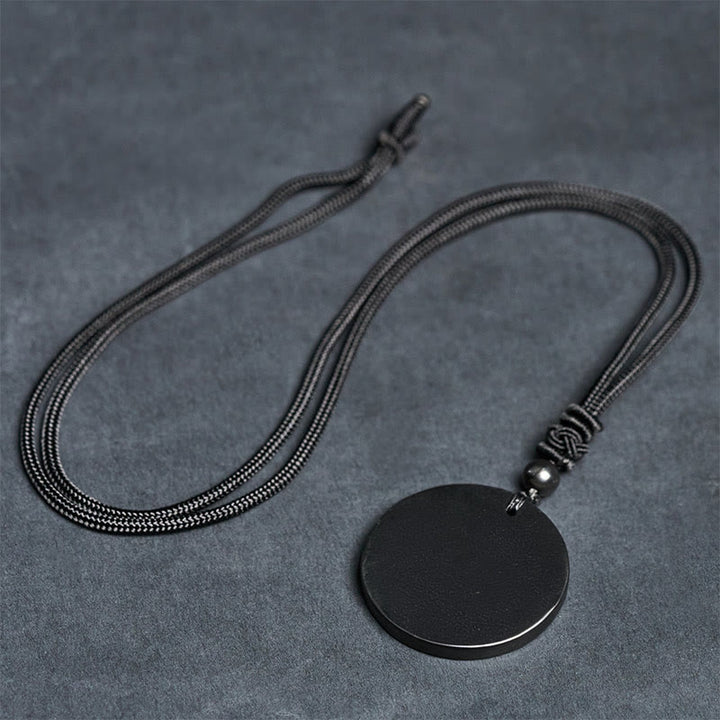 Buddha Stones Circle Simple Design Authentic Shungite Stone Protection Necklace Pendant - image 8