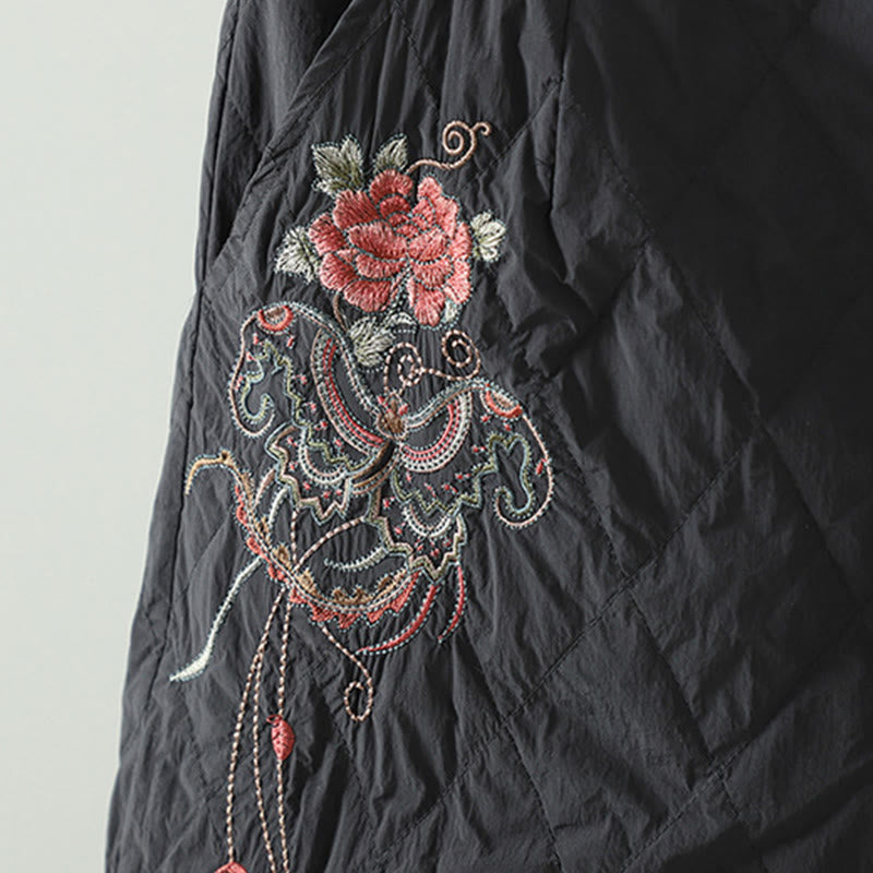 Buddha Stones Pink Flower Rhombus Pattern Thick Women's Pants With Pockets - image 13