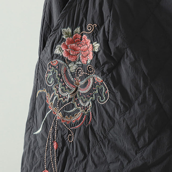 Buddha Stones Pink Flower Rhombus Pattern Thick Women's Pants With Pockets - image 13