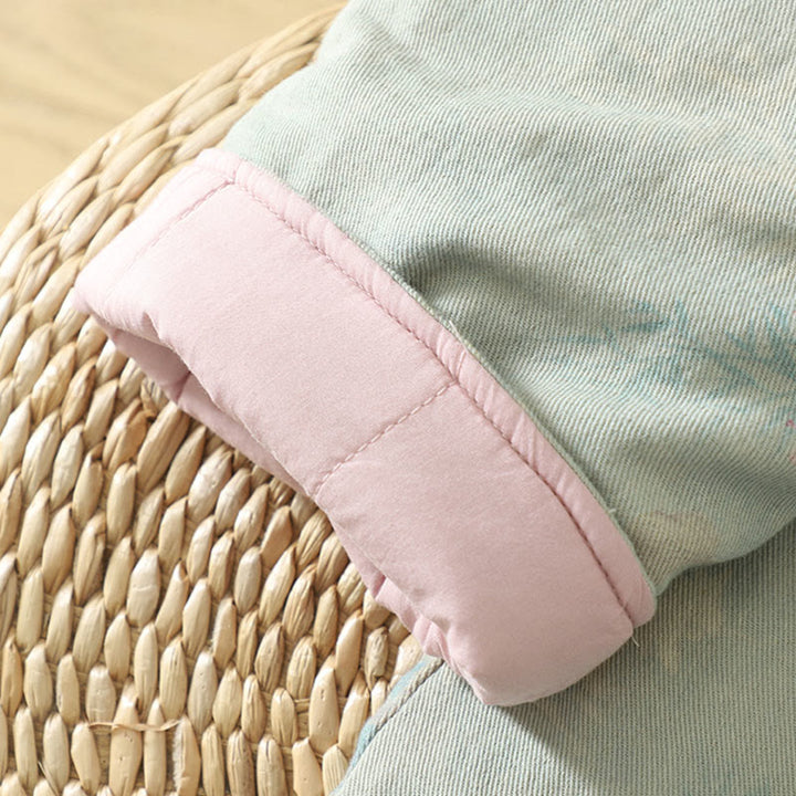 Buddha Stones Frog-button Flower Pattern Crew Neck Thickened Cotton Long Sleeve Women's Coat  - image 18