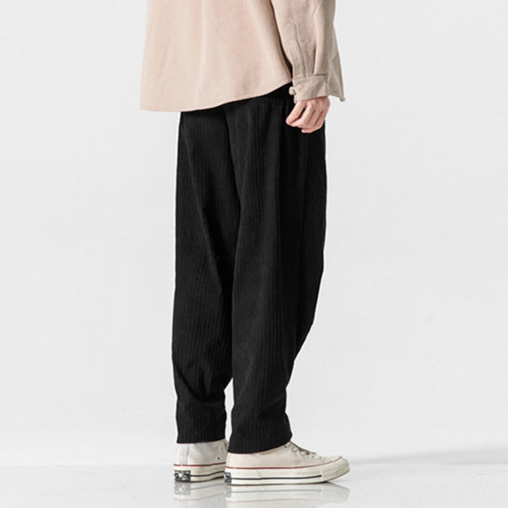 Buddha Stones Fall Winter Men's Pure Color Button Design Cotton Straight Leg Pants With Pockets - image 26