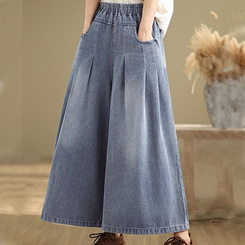 Buddha Stones Fall Vintage Distressed Design High Waist Women's Wide Leg Pants With Pockets - image 4