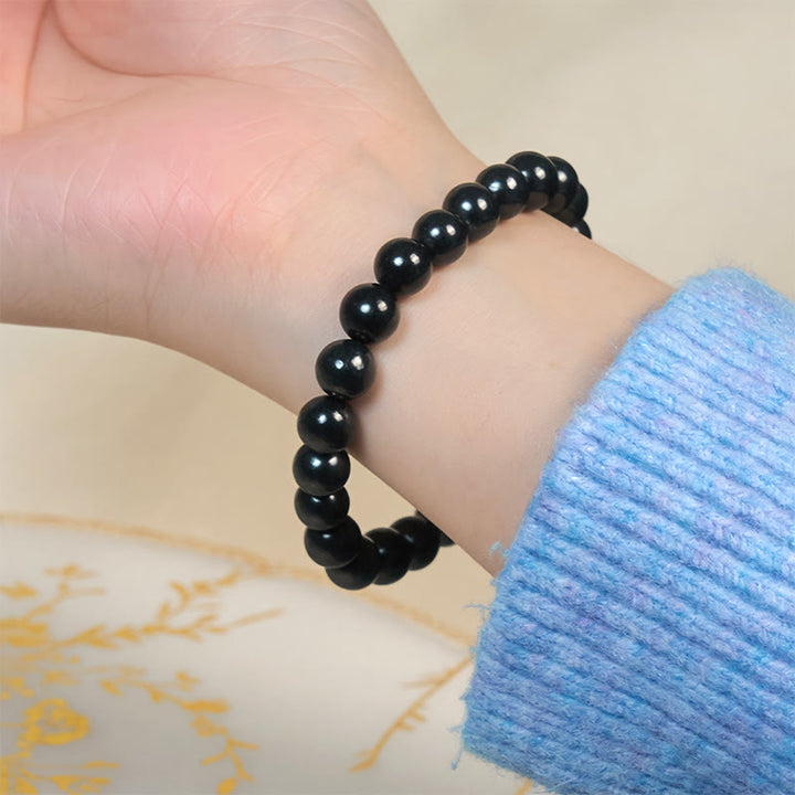 Buddha Stones Round Authentic Shungite Stone Inner Strength Beaded Bracelet - image 10