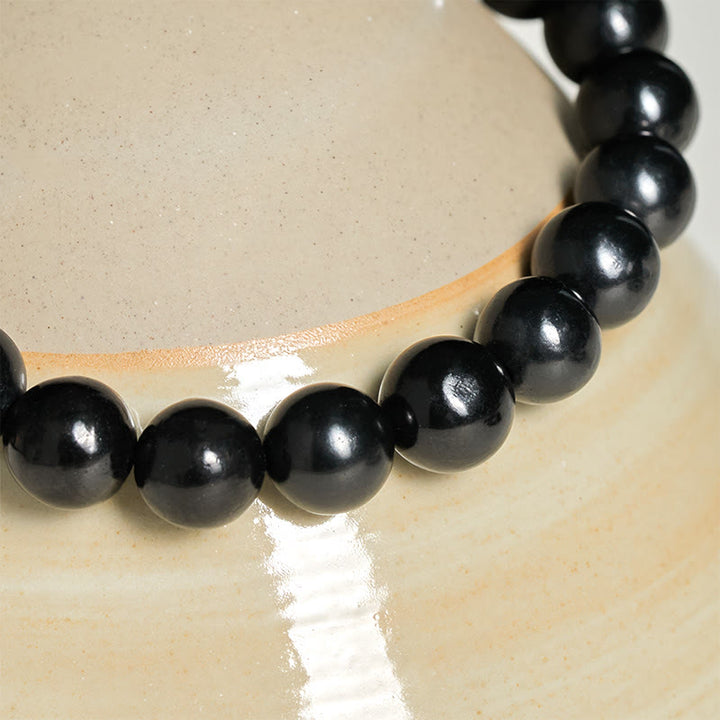 Buddha Stones Round Authentic Shungite Stone Inner Strength Beaded Bracelet - image 9