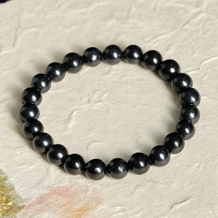 Buddha Stones Round Authentic Shungite Stone Inner Strength Beaded Bracelet - 8mm - image 6