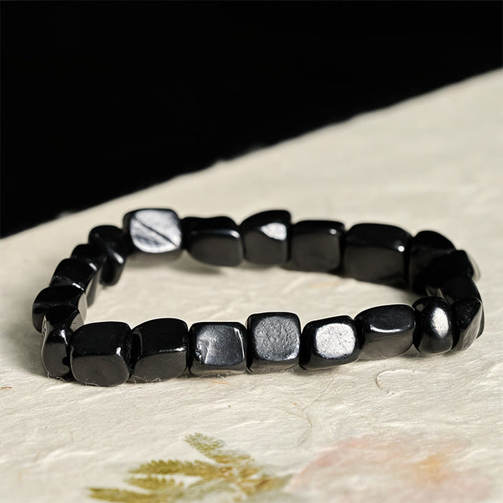 Buddha Stones 8mm Natural Authentic Shungite Stone Protection Beaded Bracelet - Shungite Stone(Clarity ♥ Inner Strength) - image 0