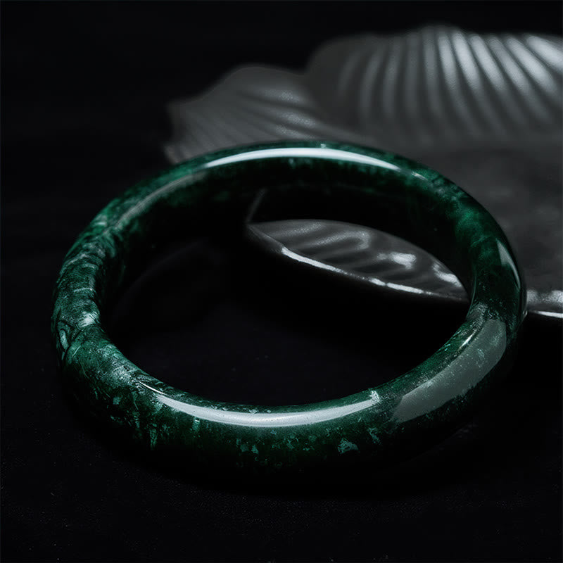 Buddha Stones Nanyang Black-Green Jade Protection Cuff Bangle Bracelet - image 2