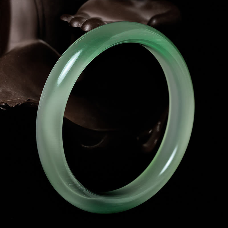 Buddha Stones Chrysoberyl Cat's Eye Thin Peace Support Cuff Bangle Bracelet - image 1