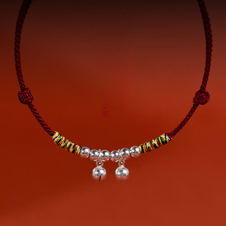 Buddha Stones Silver Bell Red Black String Protection Adjustable Cats Small Dogs Pet Collar - image 3