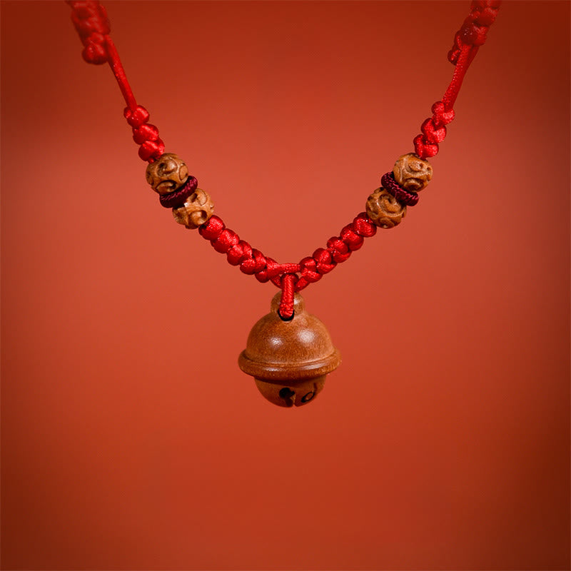 Buddha Stones Red String Peach Wood Bead Bell Strength Adjustable Cats Small Dogs Pet Collar - image 4