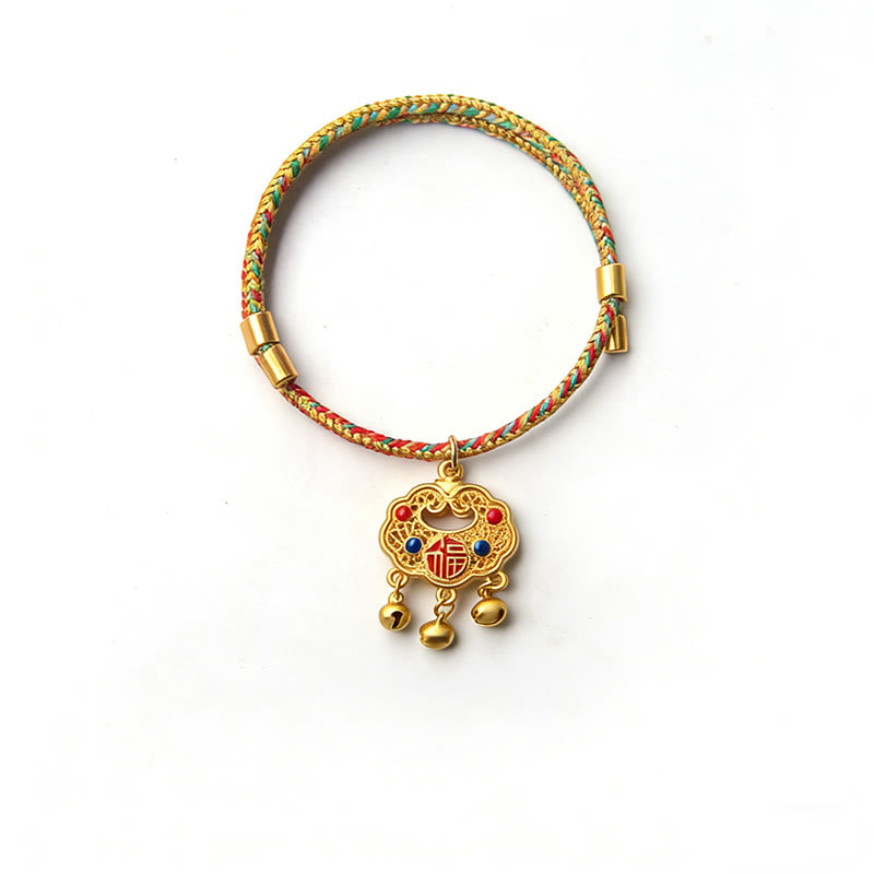 Buddha Stones Handmade String Alloy Luck Blessings Adjustable Cats Small Dogs Pet Collar - Golden - 20-30cm - image 0
