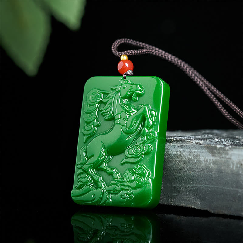 Buddha Stones Year Of The Horse Jade Abundance  Necklace Pendants - image 2