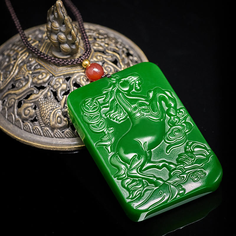 Buddha Stones Year Of The Horse Jade Abundance  Necklace Pendants - image 3