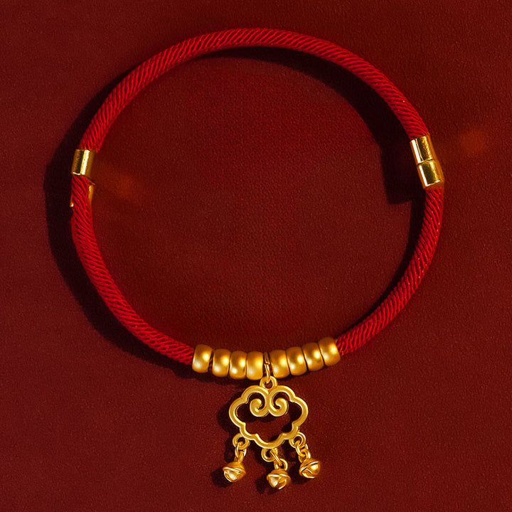 Buddha Stones Red String Bead Protection Adjustable Cats Small Dogs Pet Collar - Auspicious Cloud Pendant - 25-50cm - image 9