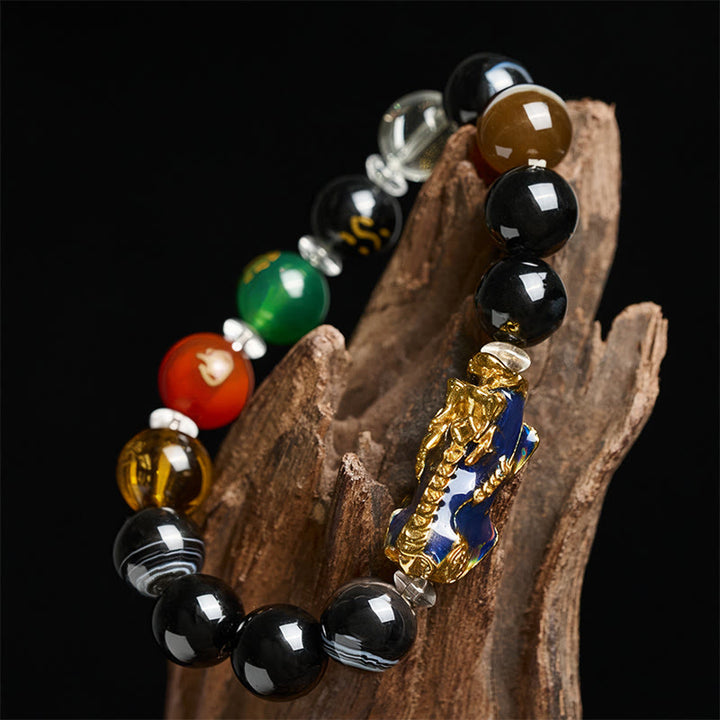 Buddha Stones Sardonyx Beads Five Elements Change Color Pi Xiu Positive Bracelet - image 3