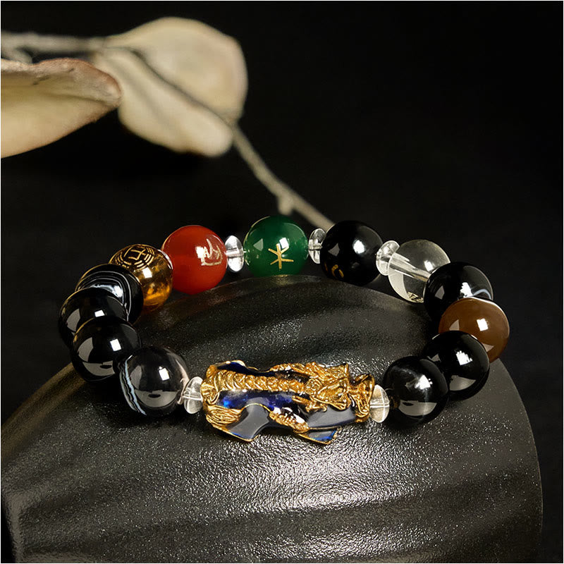 Buddha Stones Sardonyx Beads Five Elements Change Color Pi Xiu Positive Bracelet - 12MM - image 0