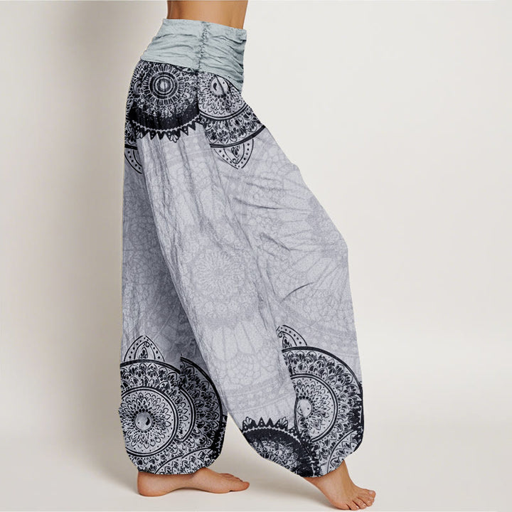 Buddha Stones Pure Cotton Circular Mandala Design Women's Elastic Waist Harem Pants - image 11