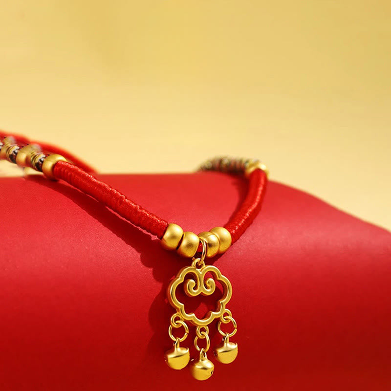 Buddha Stones Metal Ruyi Longevity Lock Red String Blessing Luck Adjustable Cats Small Dogs Pet Collar - image 4