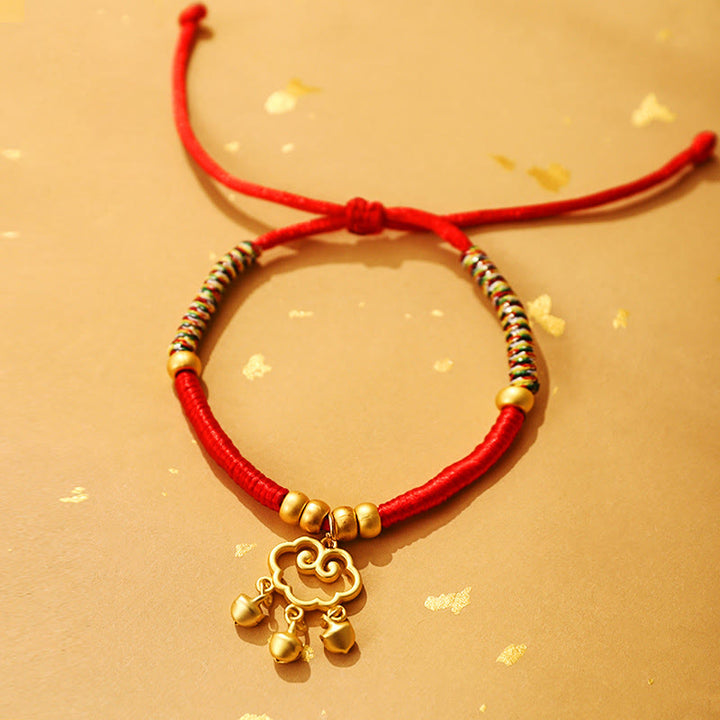 Buddha Stones Metal Ruyi Longevity Lock Red String Blessing Luck Adjustable Cats Small Dogs Pet Collar - image 1