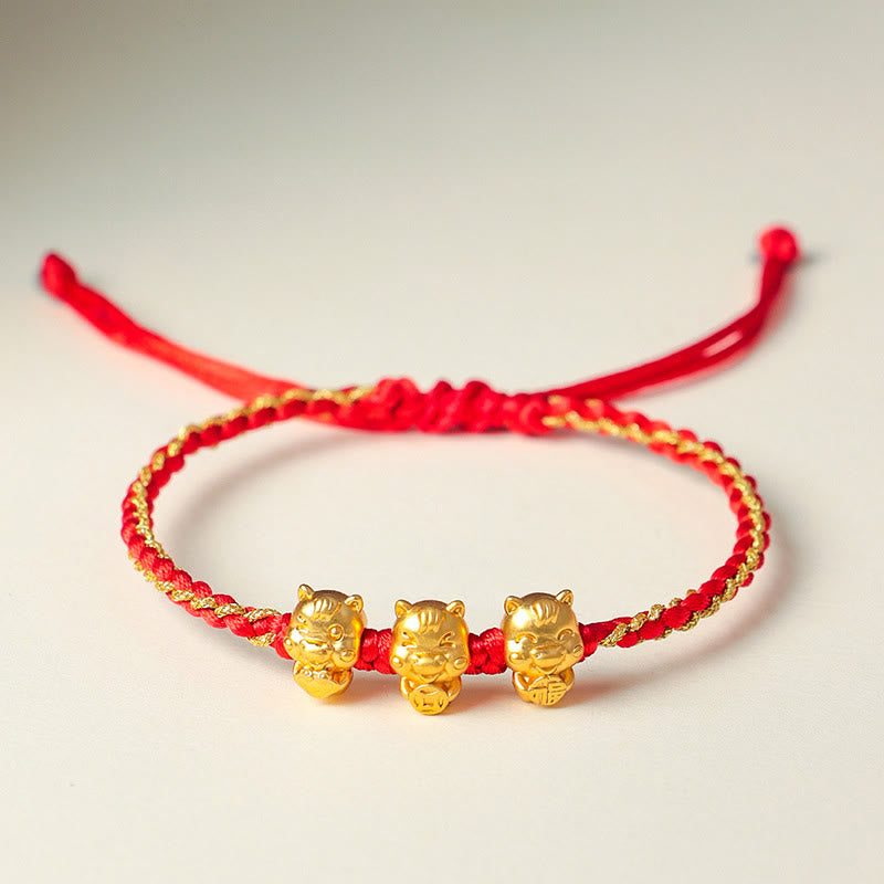 Buddha Stones Fu Character 999 Sterling Silver Year Of The Horse Prosperity Red String Bracelet - image 1