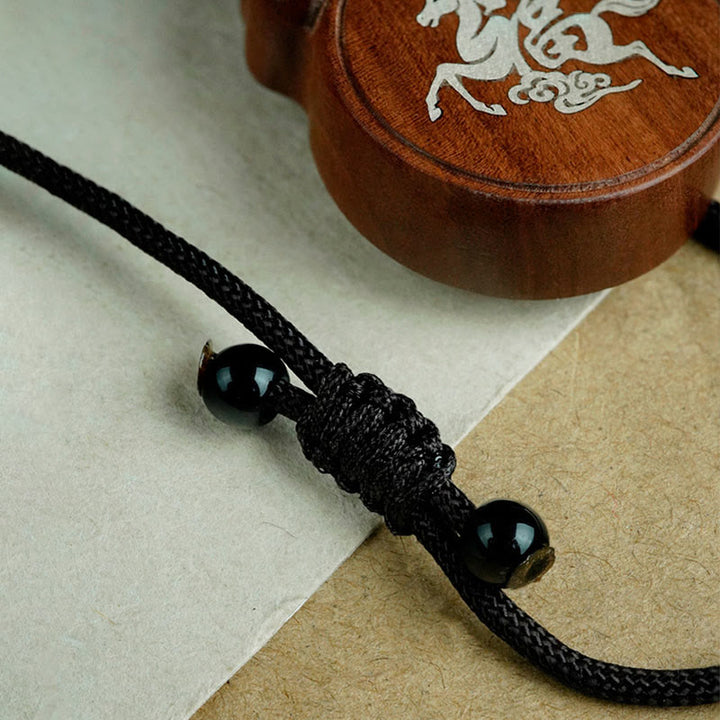 Buddha Stones Year Of The Horse Fu Character Ebony Wood Jujube Wood Balance Necklace Pendants - image 13
